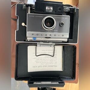 Vintage Polaroid Automatic 100 Land Camera w/ Leather Kit and Hard Case